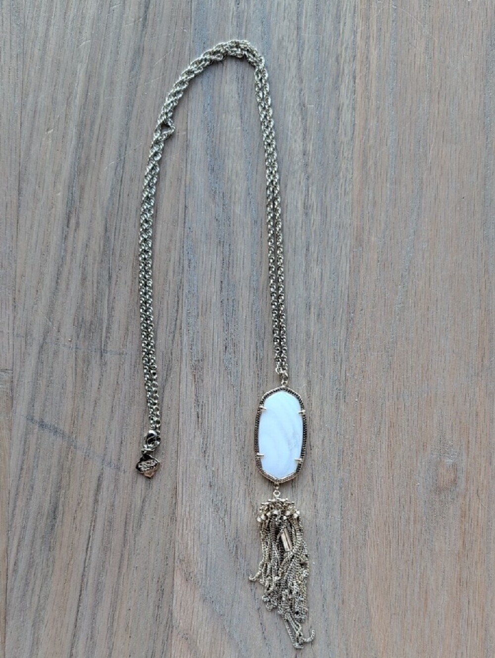 Kendra Scott White Pearl Stone Gold-Tone Tassel Necklace